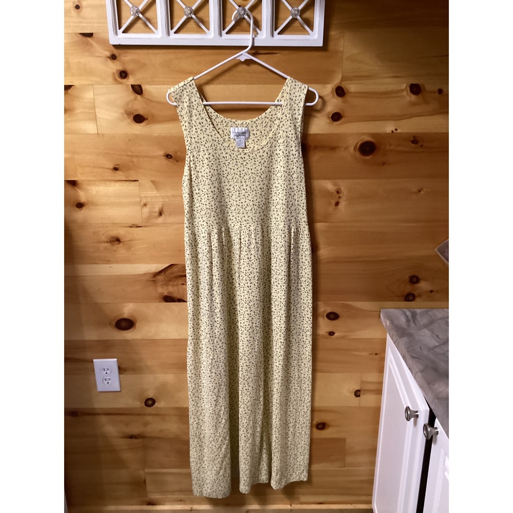 Christopher & Banks Womens Medium Yellow Floral Cotton Sleeveless Maxi Dress